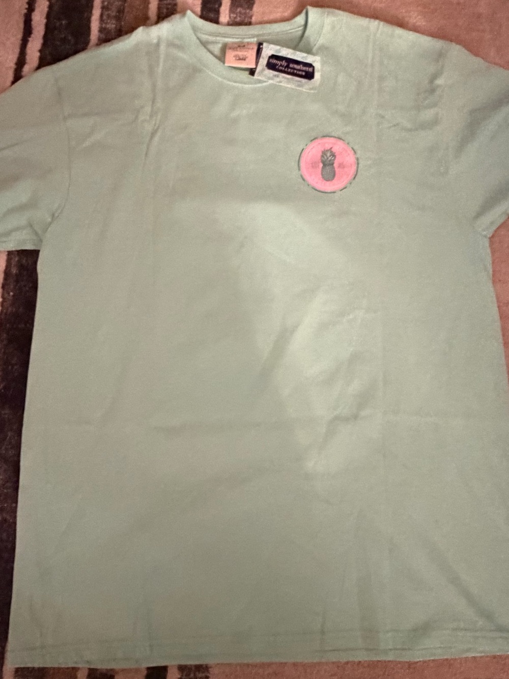 Simply Southern Mint Green Short Sleeve Tee with Pink Pineapple Emblem